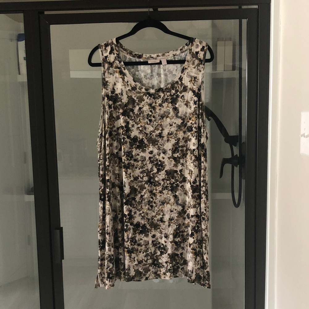 Logo Lori Goldstein Layers floral knit swing top tank 2X cottage